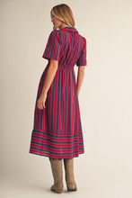 Load image into Gallery viewer, Give Your Heart A Break Drawstring Waist Stripe Midi Dress