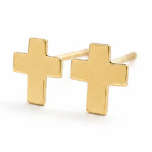 Load image into Gallery viewer, Erin Gray Tiny Cross Stud Earrings in Gold