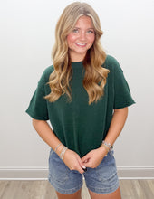 Load image into Gallery viewer, Seen You Lightweight SS Crop Sweater in Hunter Green