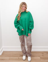Load image into Gallery viewer, Start The Flame Side Slit Oversized Sweater in K Green