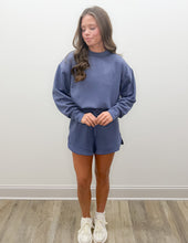 Load image into Gallery viewer, Made It Very Clear Scuba Pullover &amp; Shorts Set in Blue Indigo