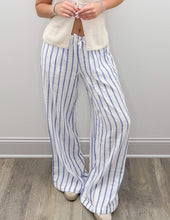 Load image into Gallery viewer, Ocean Drive- Stripe Soft Cotton Pants in Sea Salt Blue