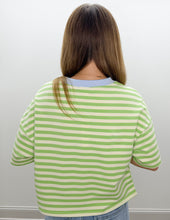 Load image into Gallery viewer, You Look Good Terry SS Top in Honeydew/Periwinkle