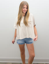 Load image into Gallery viewer, Hope It Rains Exposed Seam Boxy Top in Sand Beige