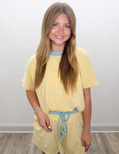 Load image into Gallery viewer, Every Part Of Me Stripe Knit Top &amp; Short Sets in Butter/Sky