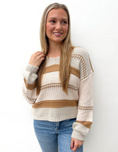 Load image into Gallery viewer, She's a Winner Striped Sweater in Latte