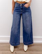 Load image into Gallery viewer, Turn It Up High Rise Pin Tuck Detail Wide Leg Jeans in Dark Denim