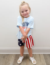 Load image into Gallery viewer, Lulu Mac YOUTH Stars and Stripes SS Tee in Chambray