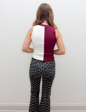 Load image into Gallery viewer, Every Shade Sleeveless Color Block Ribbed Top in Burgundy/White