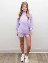 Load image into Gallery viewer, Lulu Mac Stitch Mockneck Terry Cloth Sweatshirt in Lavender