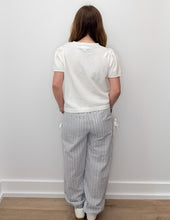 Load image into Gallery viewer, Having Fun Bow Details Textured Woven Pants in White/Denim