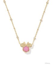 Load image into Gallery viewer, Kendra Scott Minnie Mouse Gold Pendant Necklace in Hot Pink Drusy