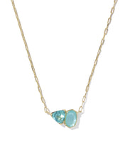 Load image into Gallery viewer, Kendra Scott Tatum Short Pendant Gold Necklace in Blue Mix