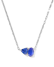 Load image into Gallery viewer, Kendra Scott Tatum Short Pendant Silver Necklace in Cobalt Mix