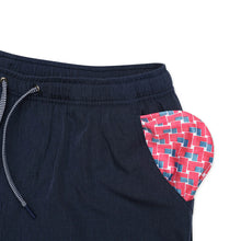 Load image into Gallery viewer, Burlebo 5.5" Athletic Shorts in Heather Navy with American Flag Liner