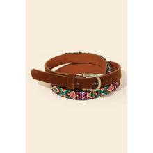 Load image into Gallery viewer, Embroidered Beaded Pattern Faux Leather Belt