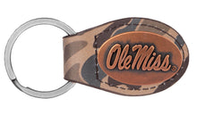 Load image into Gallery viewer, Ole Miss Rebels Oval Camo Leather Key Fob: Brown/Tan Camo