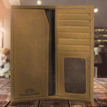 Load image into Gallery viewer, Ole Miss Rebels Vintage Tan Leather Secretary Wallet