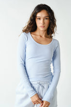 Load image into Gallery viewer, CoreClassic Micro-Ribbed Built-In Bra LS Top in Halogen Blue