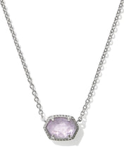 Load image into Gallery viewer, Kendra Scott Daphne Frame Pendant Necklace in Silver/Purple Amethyst